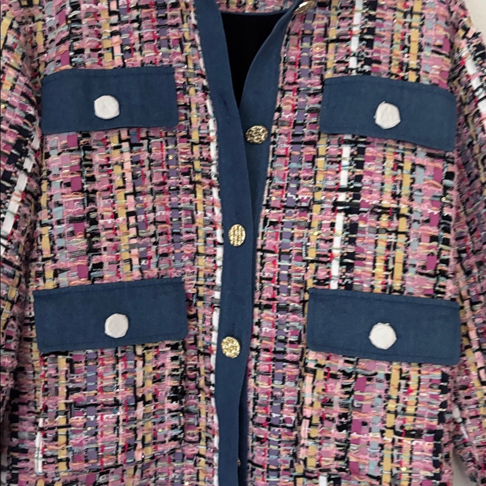 NWT Endless Rose Pink and Blue Tweed jacket  size small - looks so Chanel - Picture 6 of 11